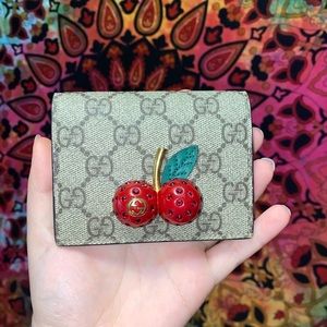 Gucci GG Supreme Monogram Cherry Embellished Wallet